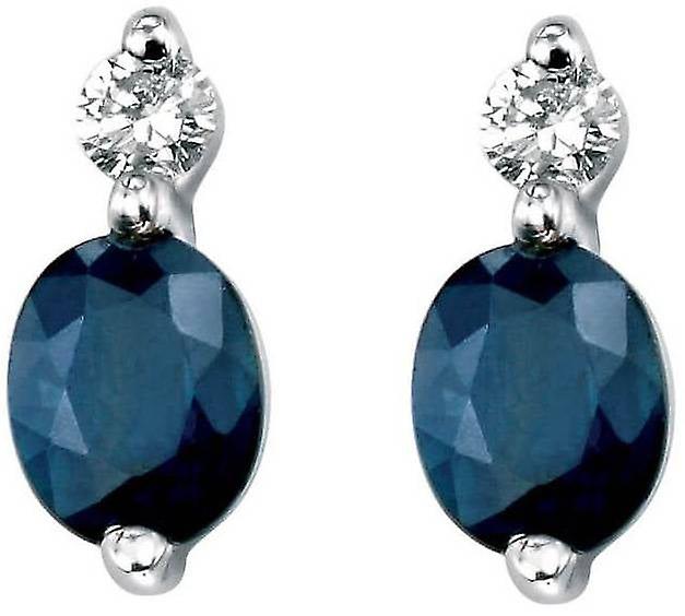 Elements Gold Sapphire and Diamond Earrings - Blue/Silver