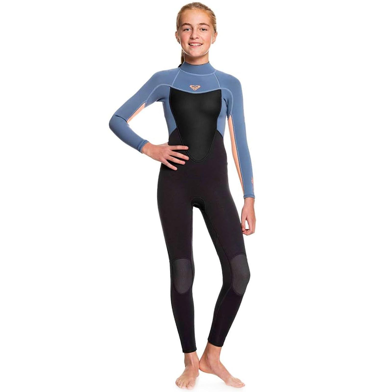 Roxy Kids 4/3mm Prologue Back Zip Full Length Surfing Wetsuit - Cloud Black