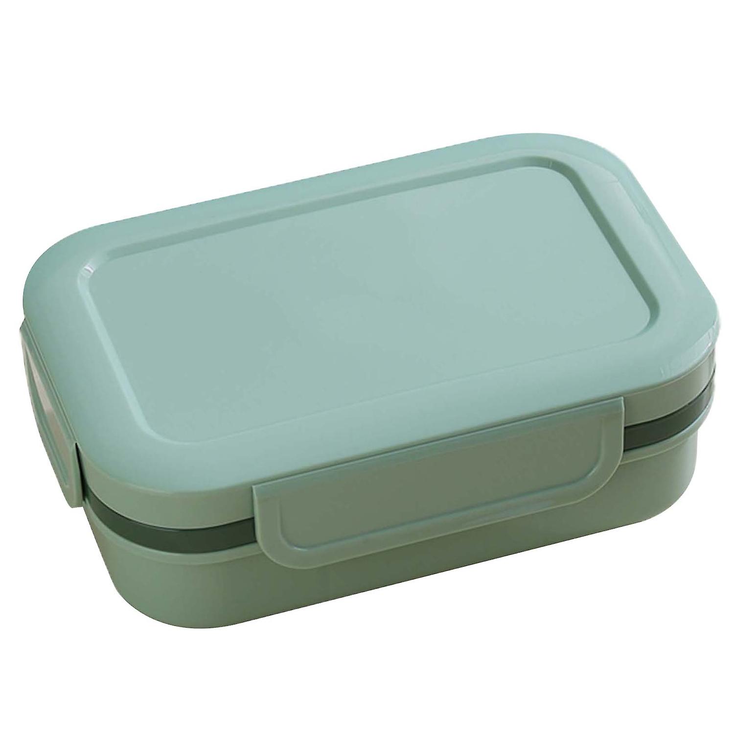 2000ML Double Layers Lunch Box with Spoon Fork Cutter Airtight Lid Food Grade Dishwasher Microwave