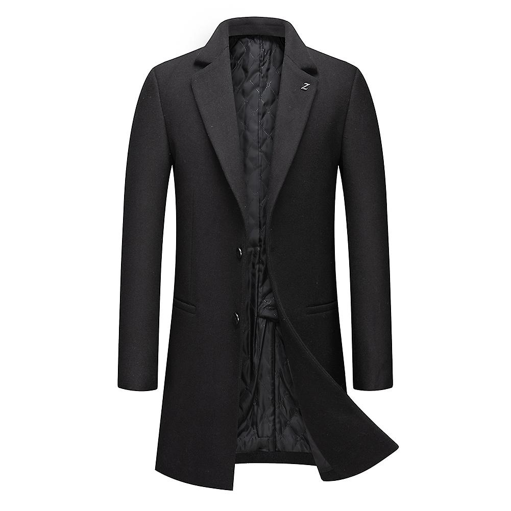 Cloudstyle Men's Business 2 Button Solid Color Thickened Lapel Wool Coat