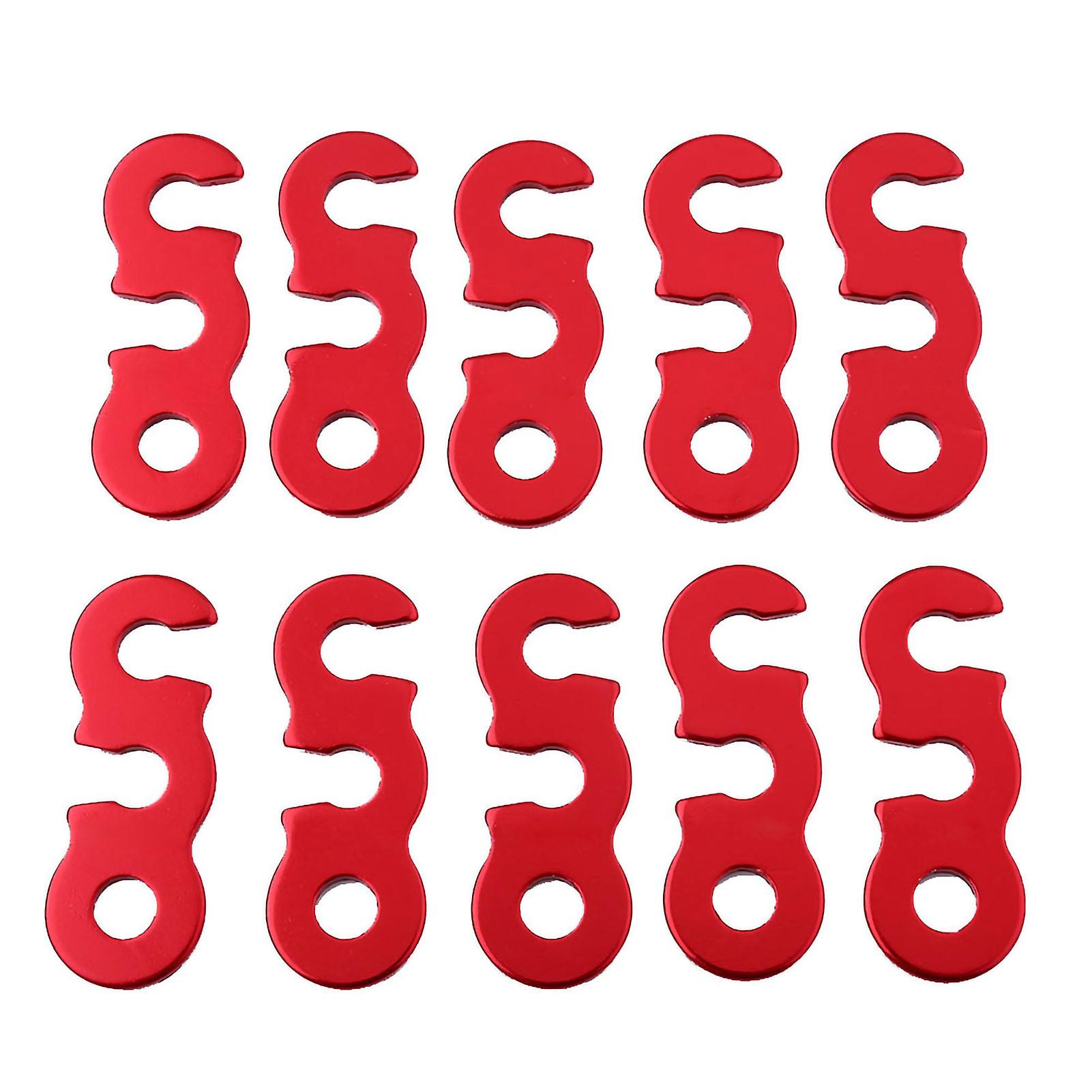 10 Pcs Alloy Wind Rope Buckles Quick Release Buckles for Shelter Tent Canopy (Red S)