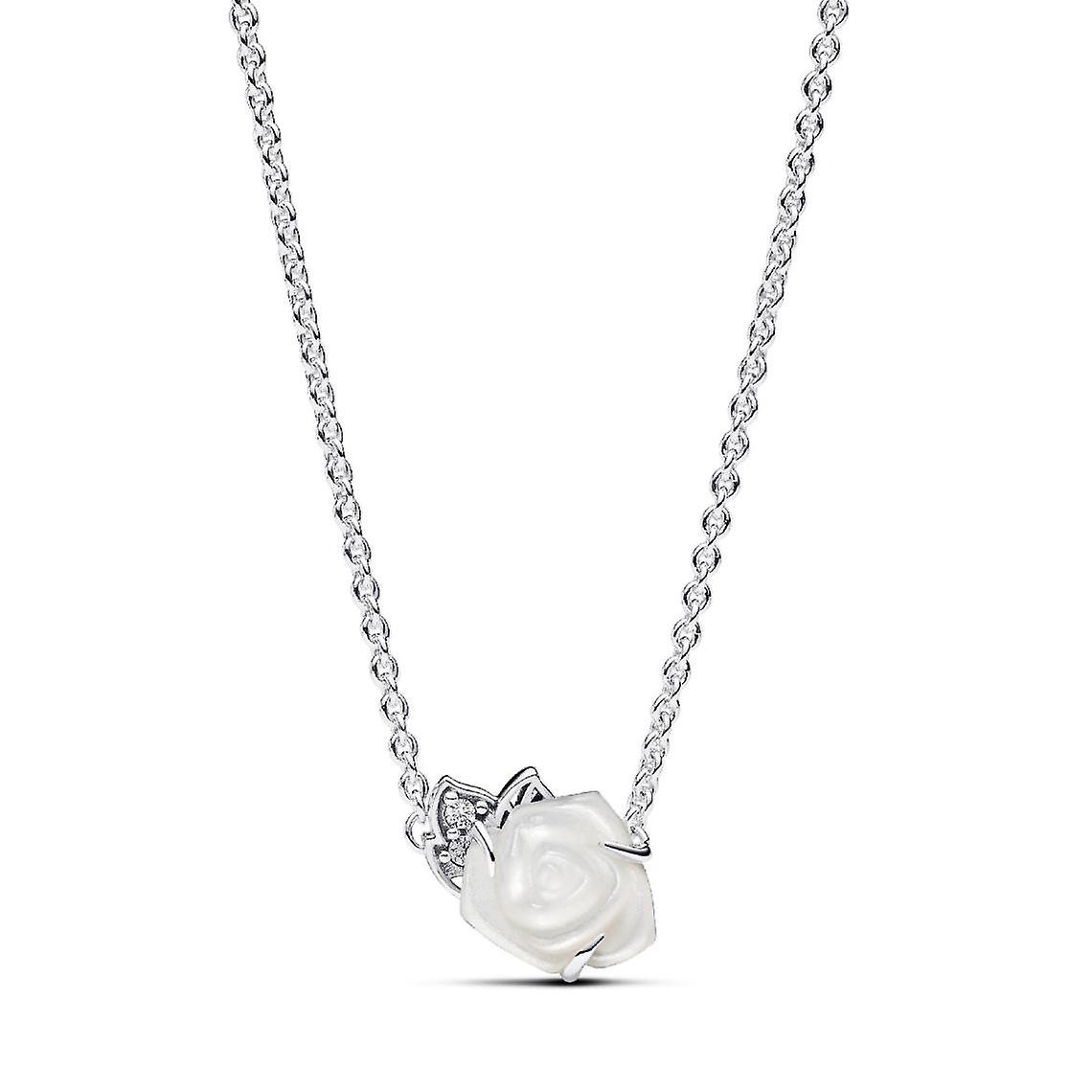 White Blooming Rose Necklace