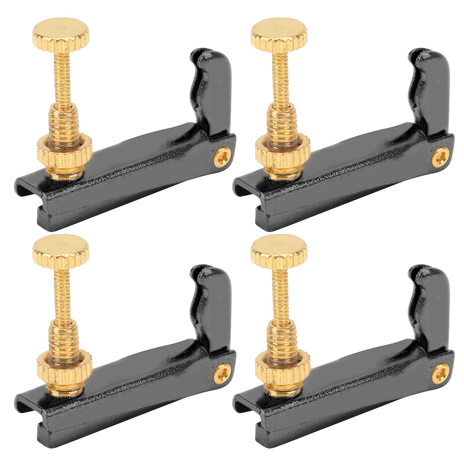4 Pcs Fine Violin Tuners 3/4-4/4 Cello String Replacement Accessories Black