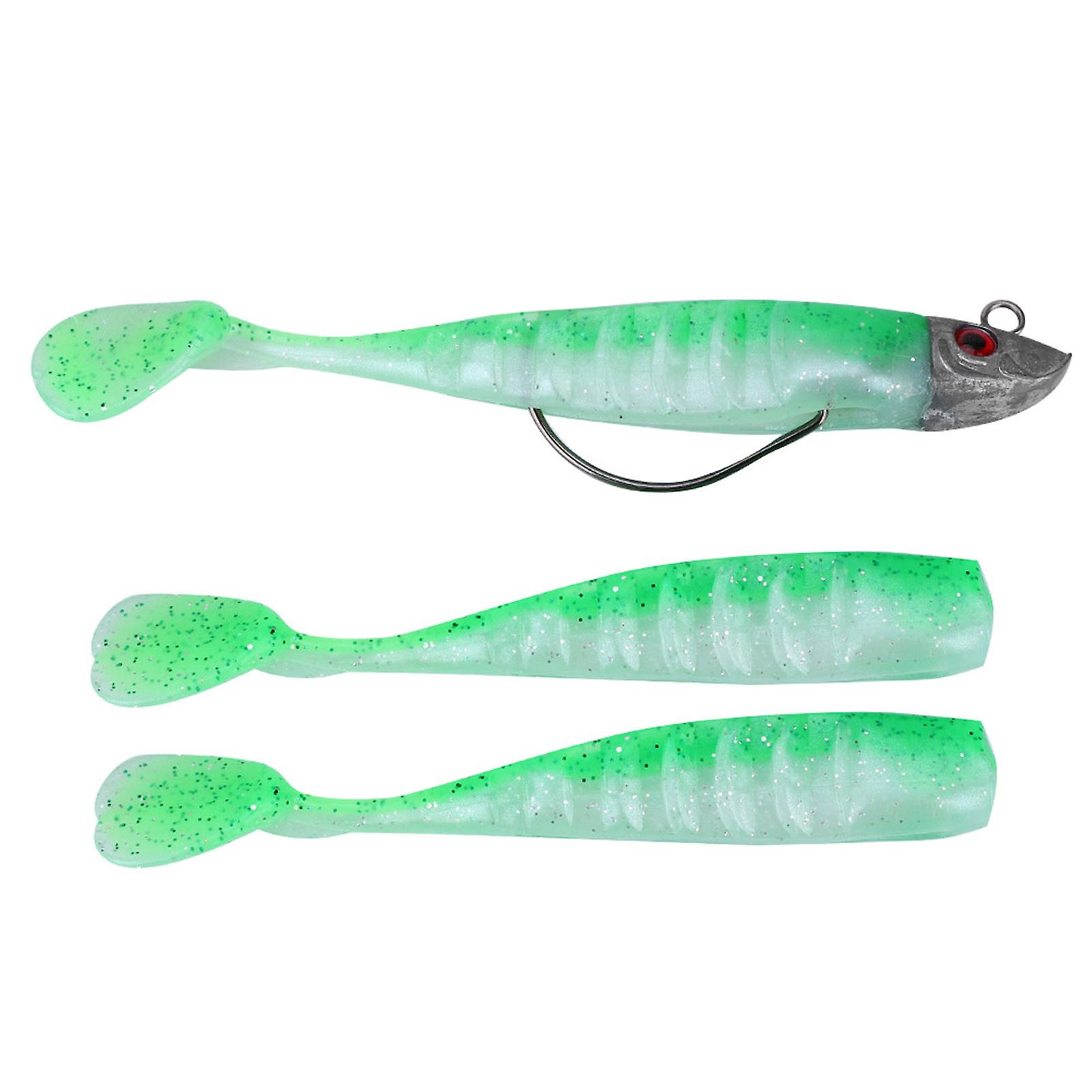 3pcs Jig Soft Lure Künstlicher Küstenfischer Köder und Bootsköder (Grün)