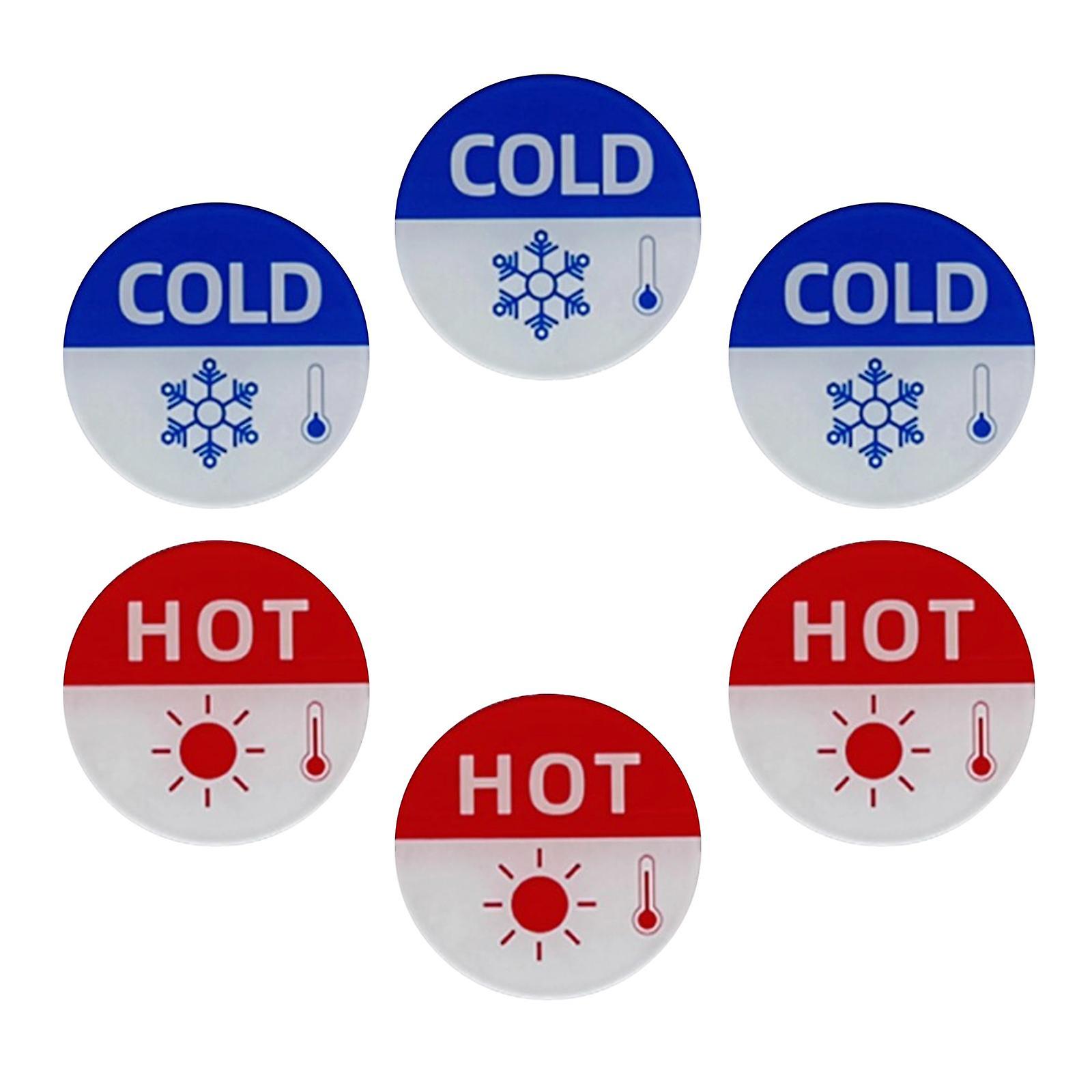 6Pcs Hot and Cold Signs Self Stick Multipurpose Sticker Signs Universal Hot Cold Labels Hot and Cold Indicator for Sink Kichen