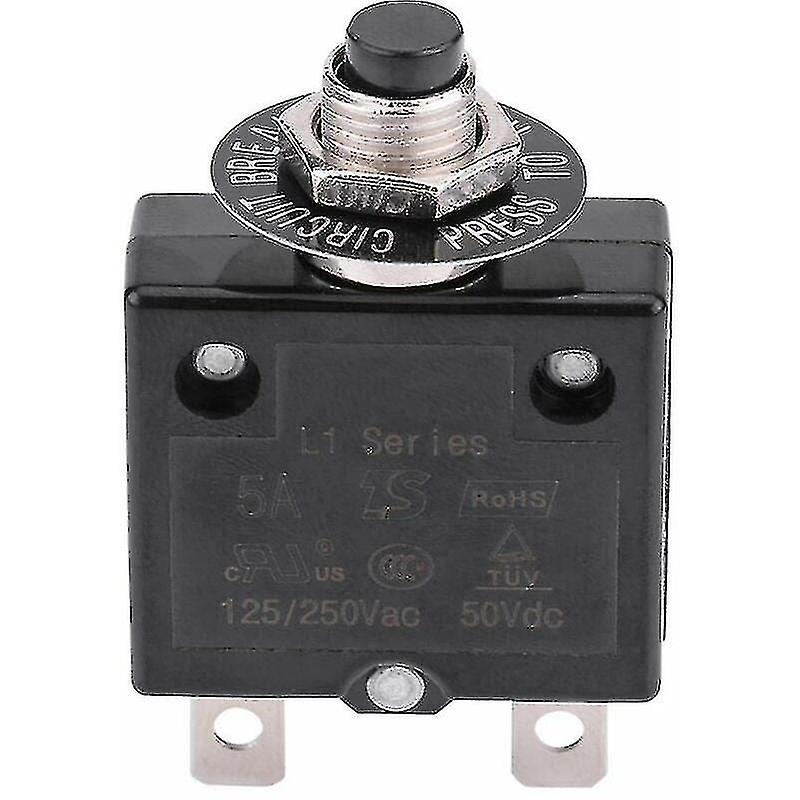 Circuit Breaker 5a 8a 10a 15a 18a 20a 30a Optional Reset Thermal Switch, 125-250v Ac 50v Dc Current Overload Protection Push Button Circuit Breaker(15