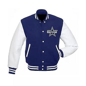 Letterman Dallas Cowboys Blue And White Varsity Jacket