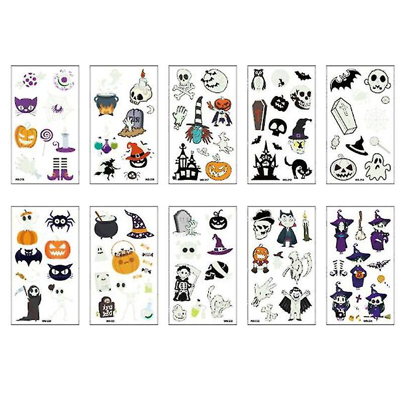 10sheets Temporary Tattoos Sticker For Halloween Decorations