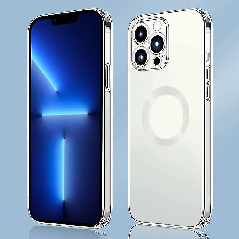 For Iphone 13 9d Electroplated Edge Metal Ring Clear Pc + Tpu Shockproof Case