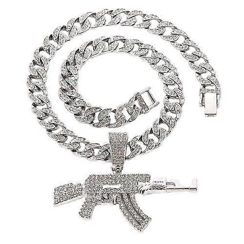 Mens Hip Hop Stainless Steel Ak-47 Gun Tag Μενταγιόν Πιστόλι Κολιέunisex S925 Silvercharm Ανδρικό Μενταγιόν Κολιέ Τιτάνιο Ανοξείδωτο Ατσάλι Ak47 Κολιέ
