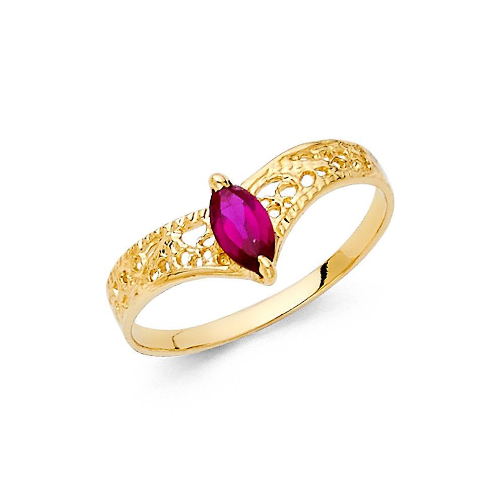 14k Yellow Gold Cubic Zirconia Fancy Ring Size 7 Band Style-Ring for Women - 1.3 Grams