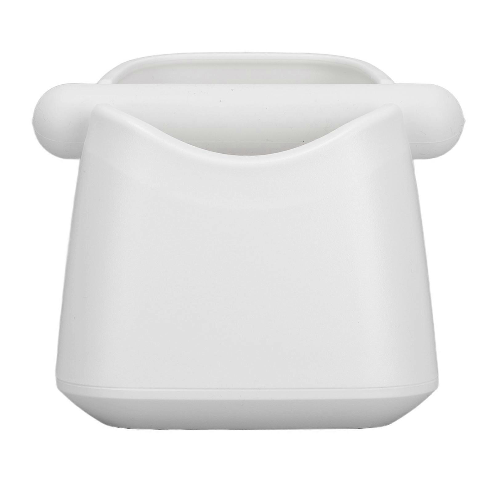 Coffee Knock Box Drop Resistant Prevent Slip Small Knock Container with Removable Knock Bar for Coffee Ground White
