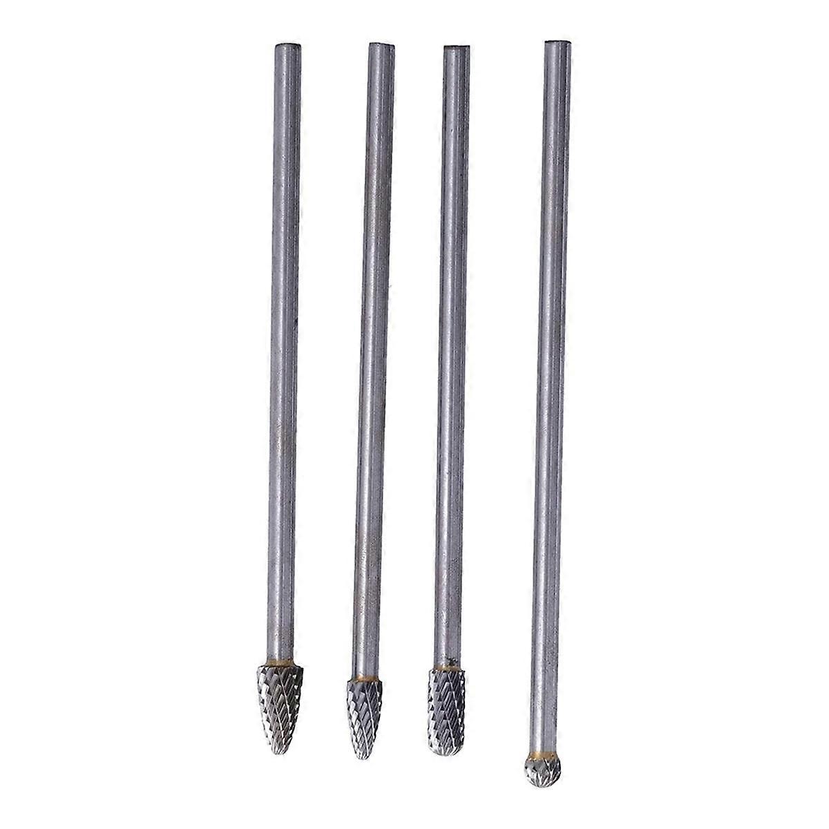 Roterende fil Lang Wolfram Stål, Roterende Burr Set med 6 mm skaft for trebearbeiding Carving Gravering Polering Boring