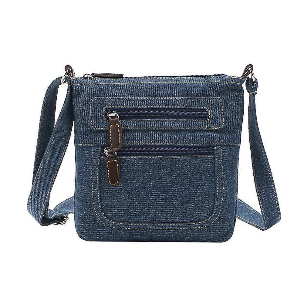 カジュアルデニムバッグレトロクロスボディバッグ無地ショルダーバッグスクエアジッパー付き収納バッグ女性用レディース