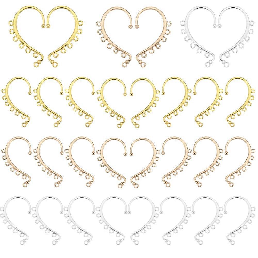 Dangling Ear Cuff Blanks 36pcs 3 Colors Retro Ear Crawler 2.2" 7 Loops Alloy Chandelier Earcuff Wrap for DIY Non Piercing Women Long Chain Tassel Drop