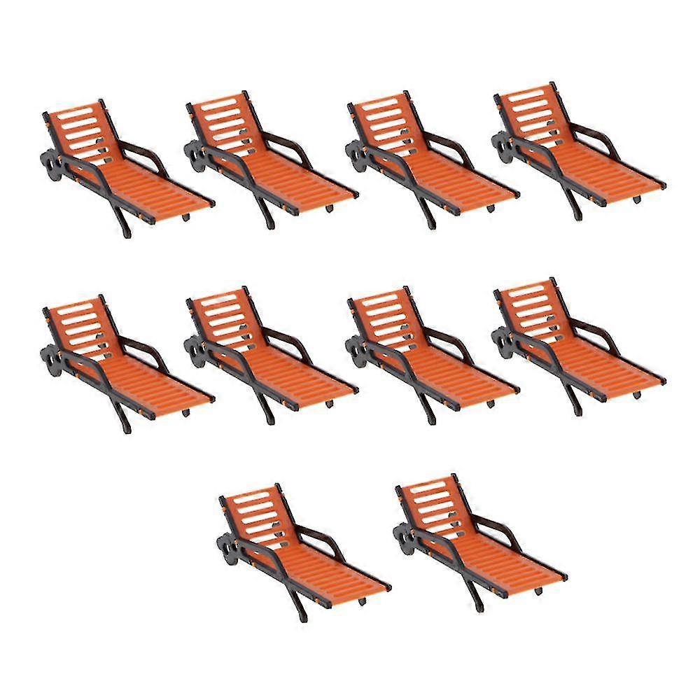 10pcs Plastic Beach Bench Lounge Chairs Landscaping Model 1:150-Yvan