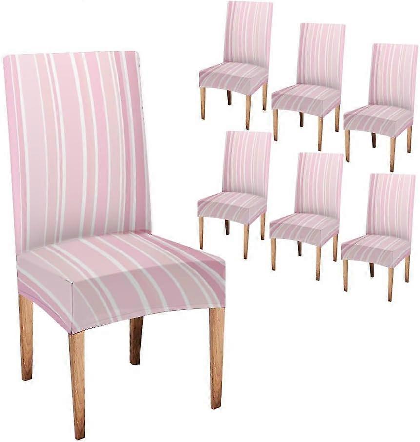 Stripe Cover for Chairs Dining Room 6 Pack Background of Seamless Stripe Pattern Spandex Super Fit Stretch Removable Washable Kitch