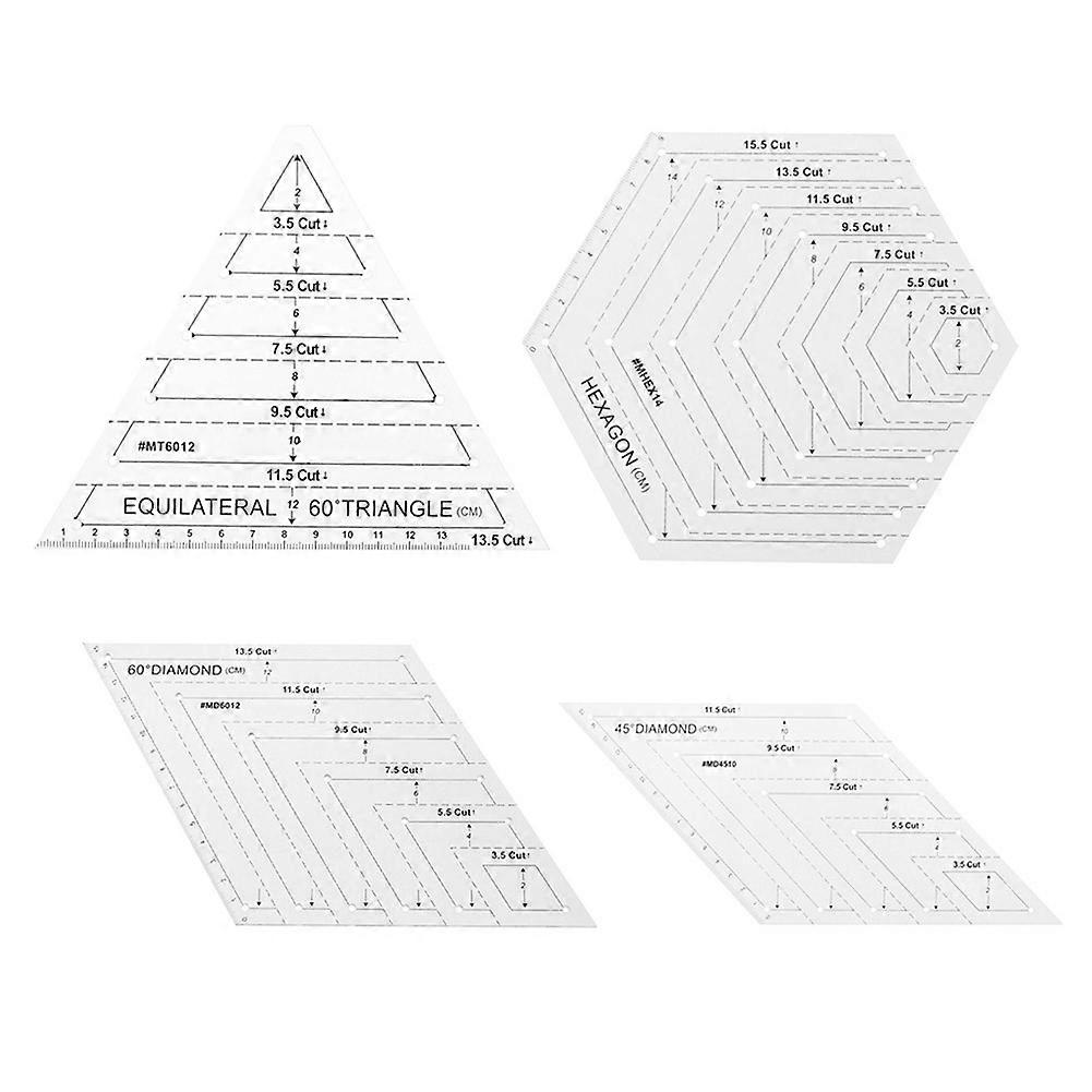4Pcs/Set Patchwork Quilting Template Ruler Kit Stencil Diamond Grade Ruler