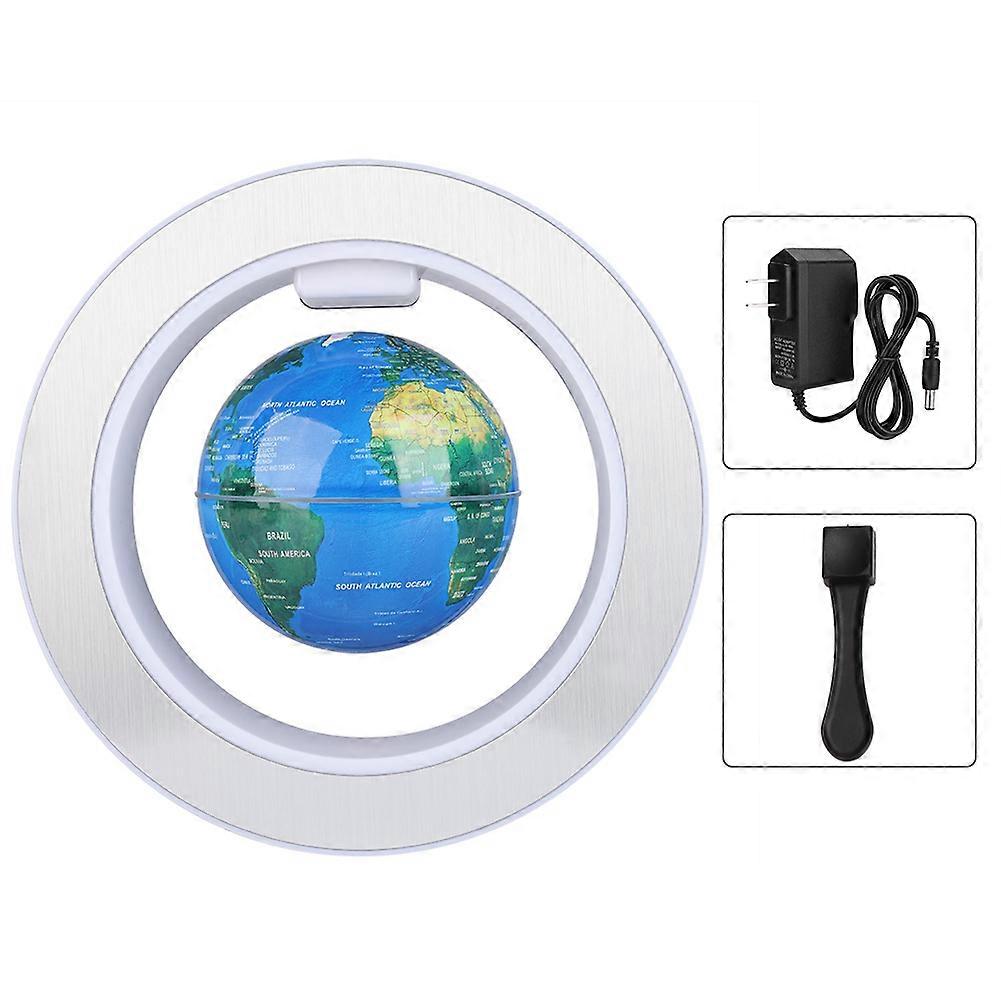 4in O字型磁気浮上フローティンググローブ回転磁気グローブ、ホームオフィスデコレーション用LEDライト付き100-240VブルーUS