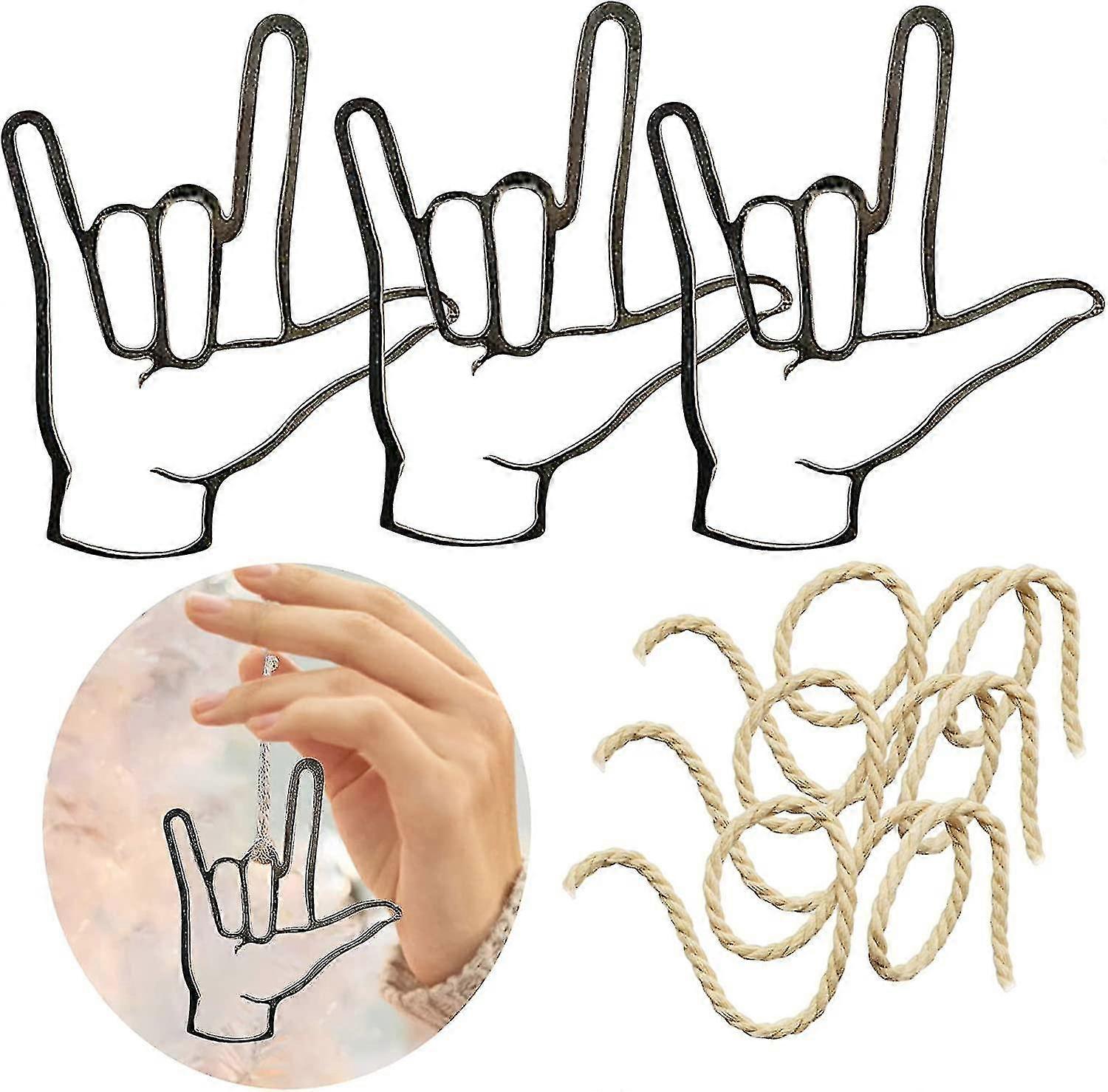 Σας αγαπώ Νοηματική Γλώσσα Χέρι Χριστουγεννιάτικο Στολίδι, 3pcs Σ 'αγαπώ Χειρονομία Μενταγιόν, Εξατομικευμένη Κρεμαστό Στολίδι