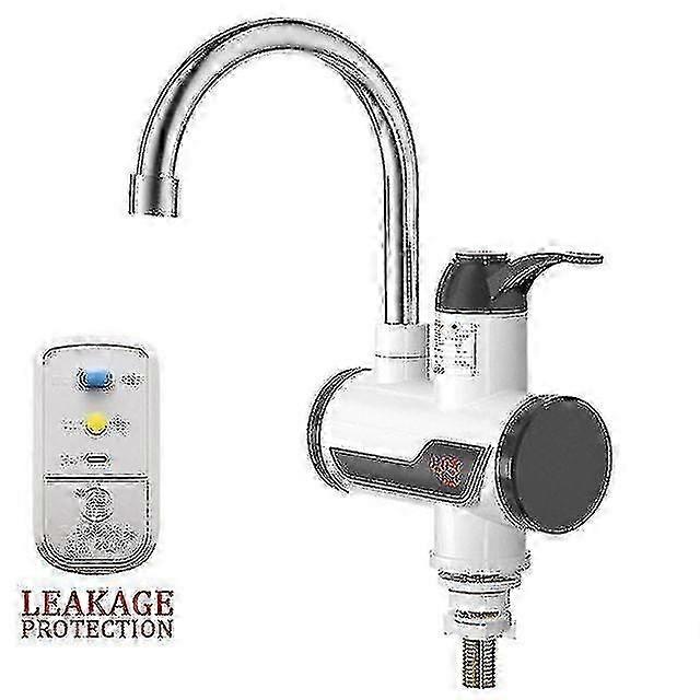 Electric Water Heater With Led Temperature Display Leakage Protection Eu Plug For Kitchen/toilet Ins