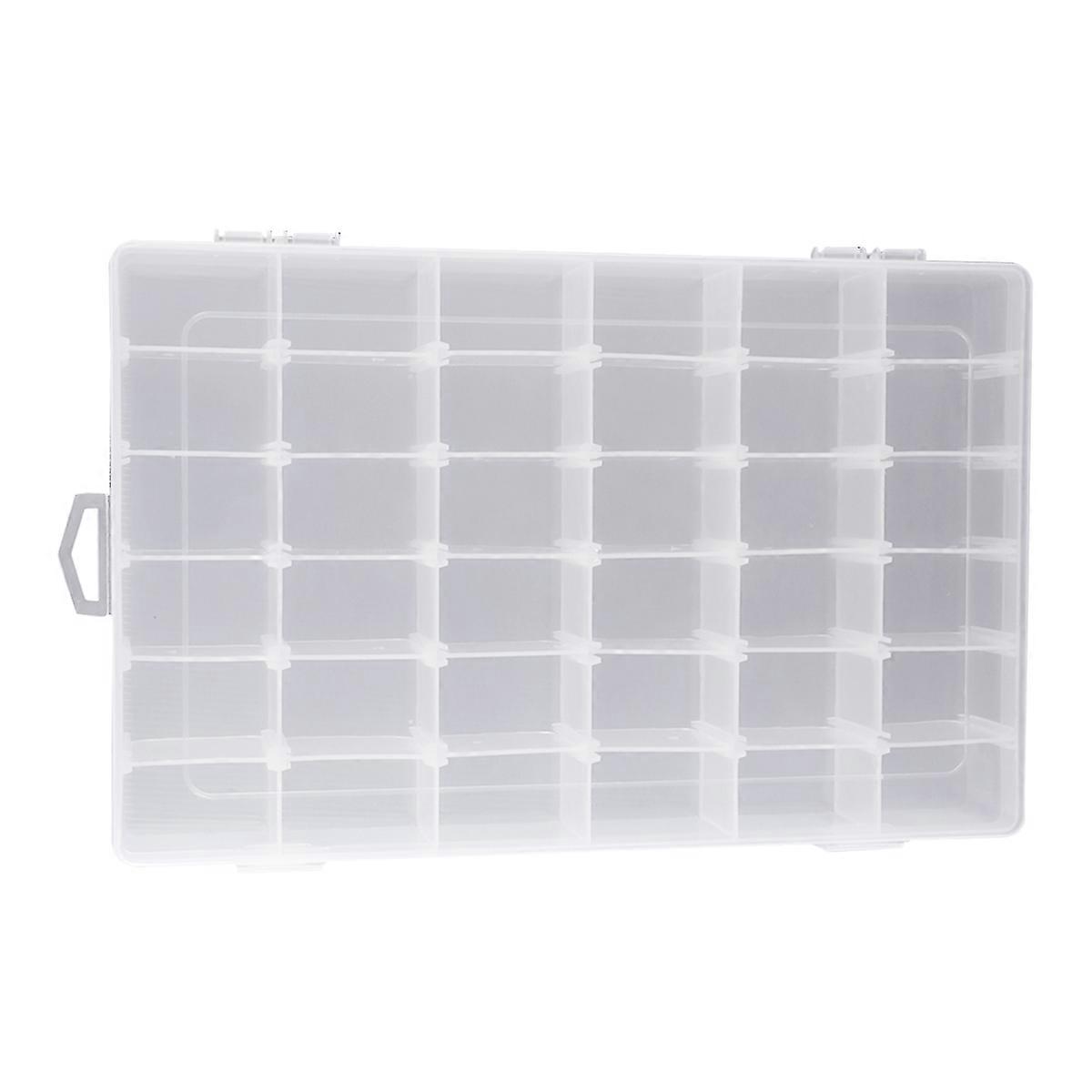 OULII 36-Grid Clear Hard Plastic Adjustable Jewelry Organizer Box Storage Container Case with Removable Dividers (Transparent)