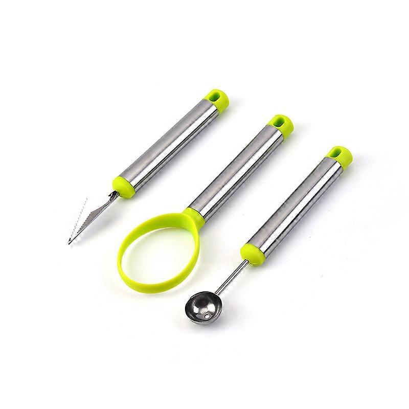 Stainless Steel Fruit Carving Tool Three-piece Set, Watermelon Corer Digger Carving Knife Set YDW