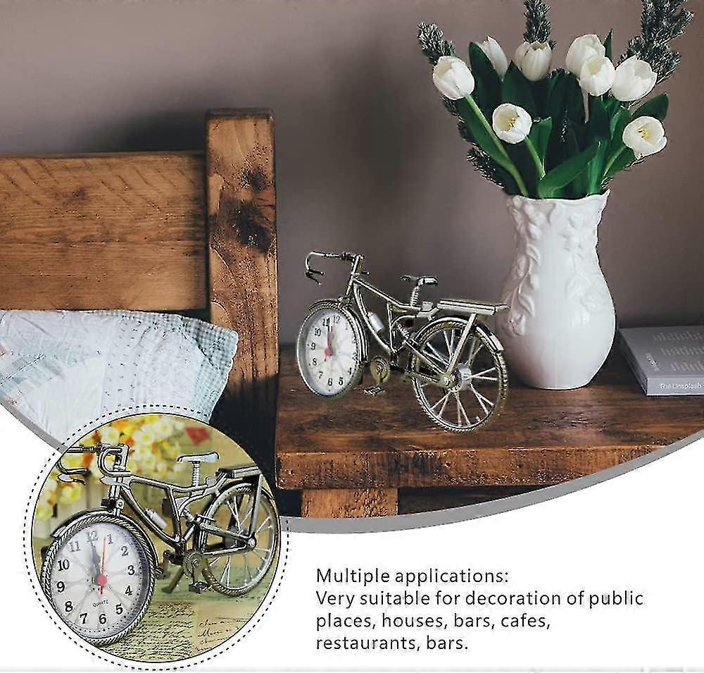 Alarm Clock Bicycle Clock Retro Desk Clock for Decoration and Setting Time,Random pattern - DD01