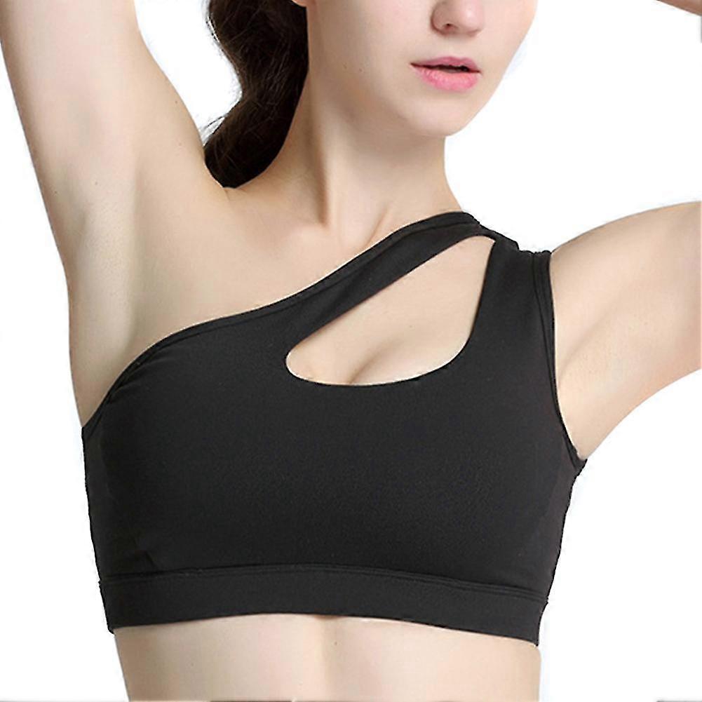 No Steel Ring Sports One-shoulder Bra Shockproof Running Sports Hollow Bra Medium Support Short Top