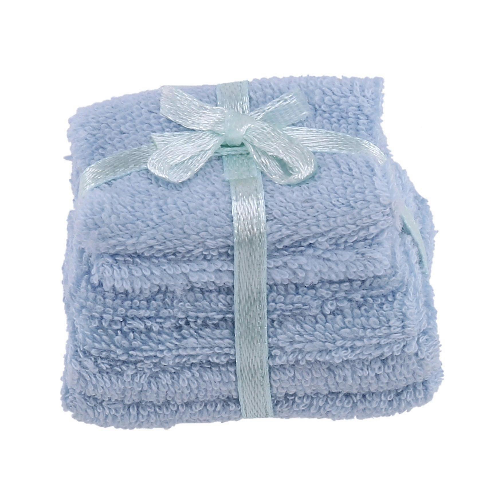 1:12 Miniature Towel Bath Towel Face Towel Set Model Bathroom Furniture Decor Accessories Blue