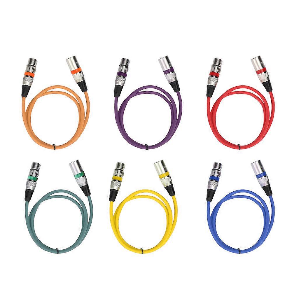 Six Colors Set 1M PVC Thick Zinc Alloy Plug Copper Plated Silver Pins XLR Connecting Wire NO.8439