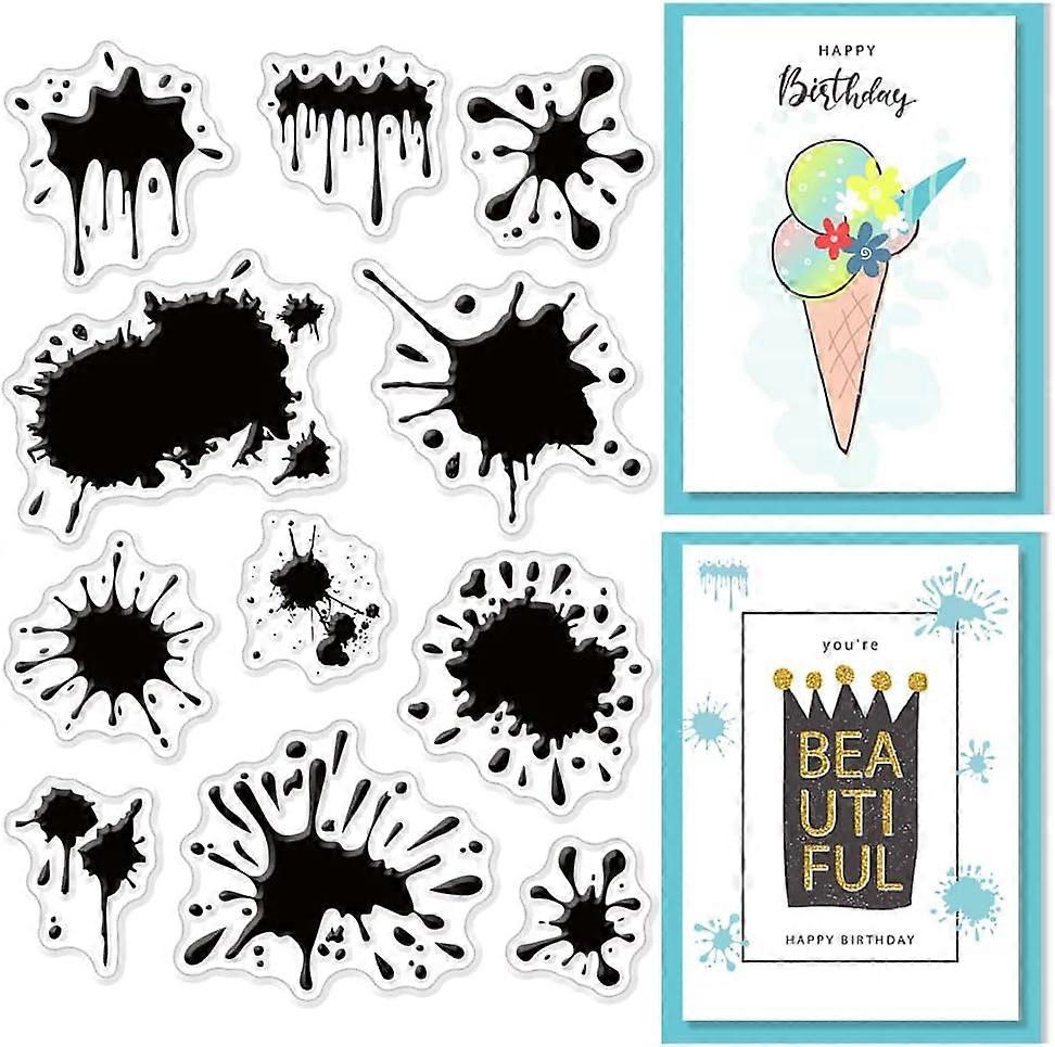 Splash-Ink Style Clear Stamps for Card Making Decoration Scrapbooking Water Stains Silicone Rubber Stamp for Greeting Cards Photo Album Diary Decor DI