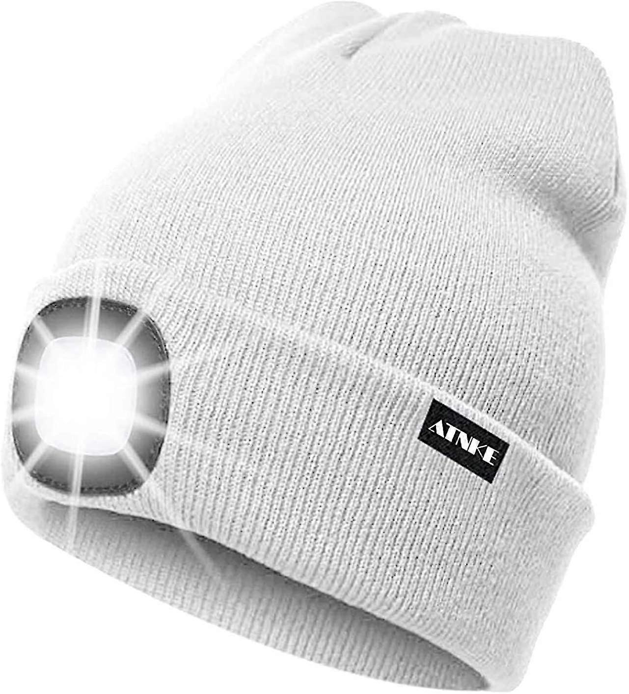 Lighted Beanie Cap Rechargeable Running Hat Ultra Bright 4 Led Waterproof Headlamp