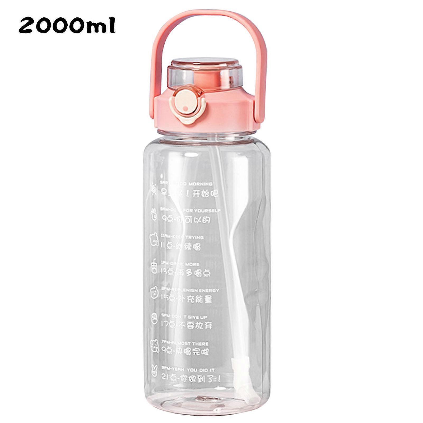 Gradient Water Bottle BPA-Free 1.5/2L Drinking Bottle with Straw for Fitness
