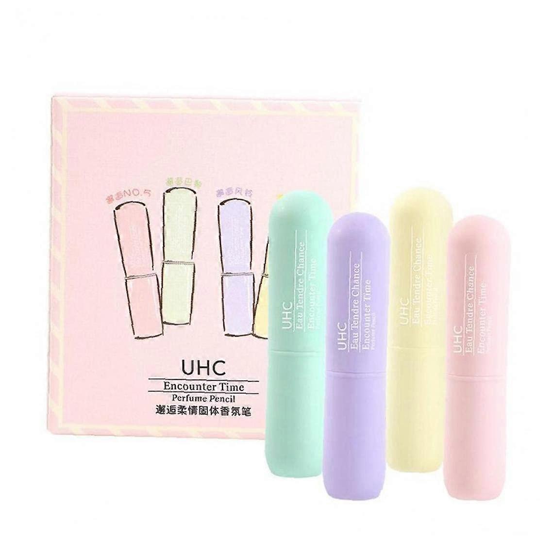 Solid parfume Kvinder Mænd Bærbar Solid Balm Pen Holdbar Frisk Lys Duft Solid Stick Pack med 4