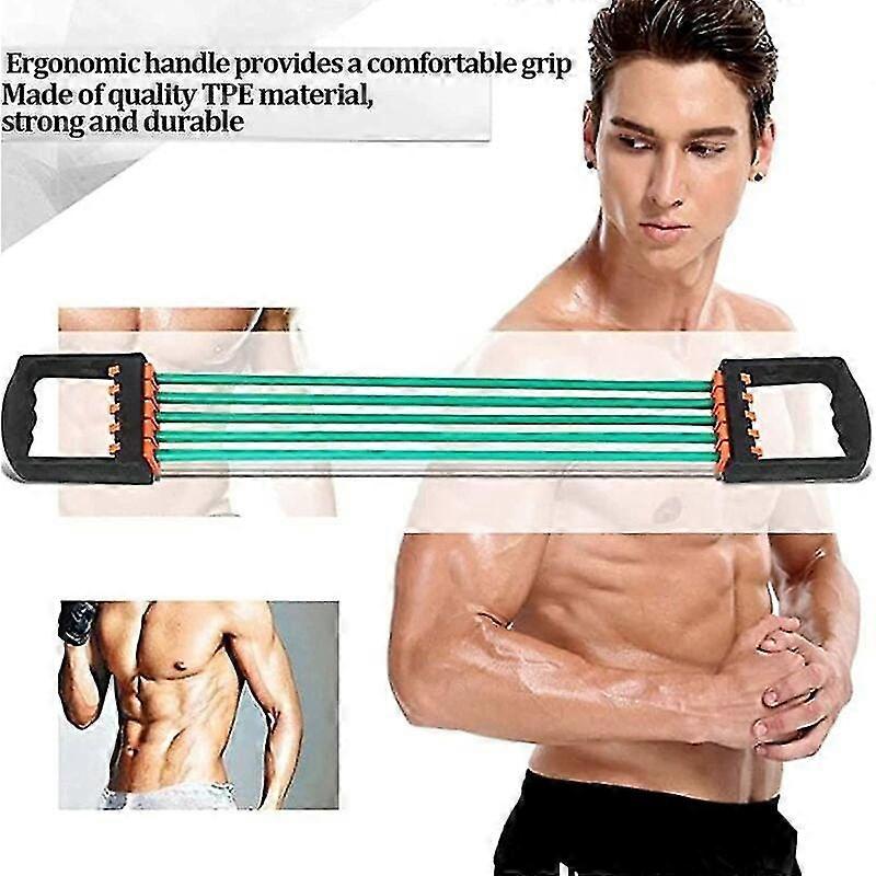 5 String Chest Expander Adjustable Resistance Arm Strength Trainer Resistance Exercise System For Home Gym Bodybuilding Strength Training, Red