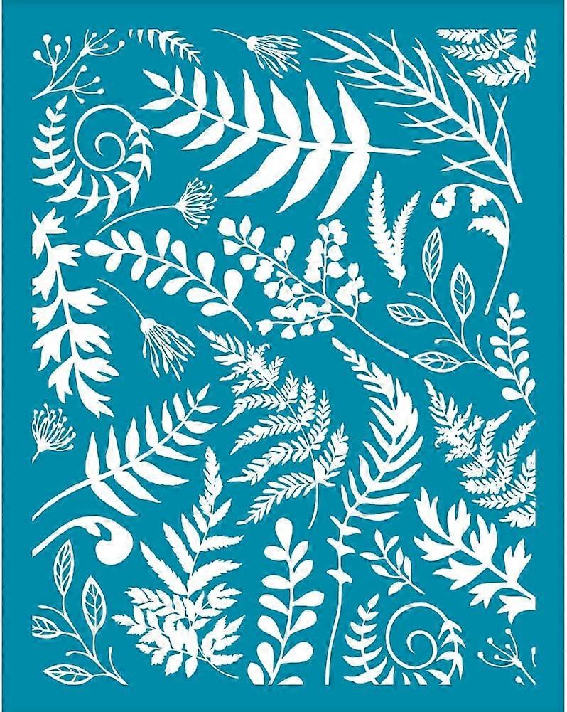 4x5 Inch Clay Stencil Fern Leaf Pattern Silk Screen for Polymer Clay Leaf Silk Screen Stencils Mesh Transfer Stencils Plant Theme Mesh Stencil for Pol