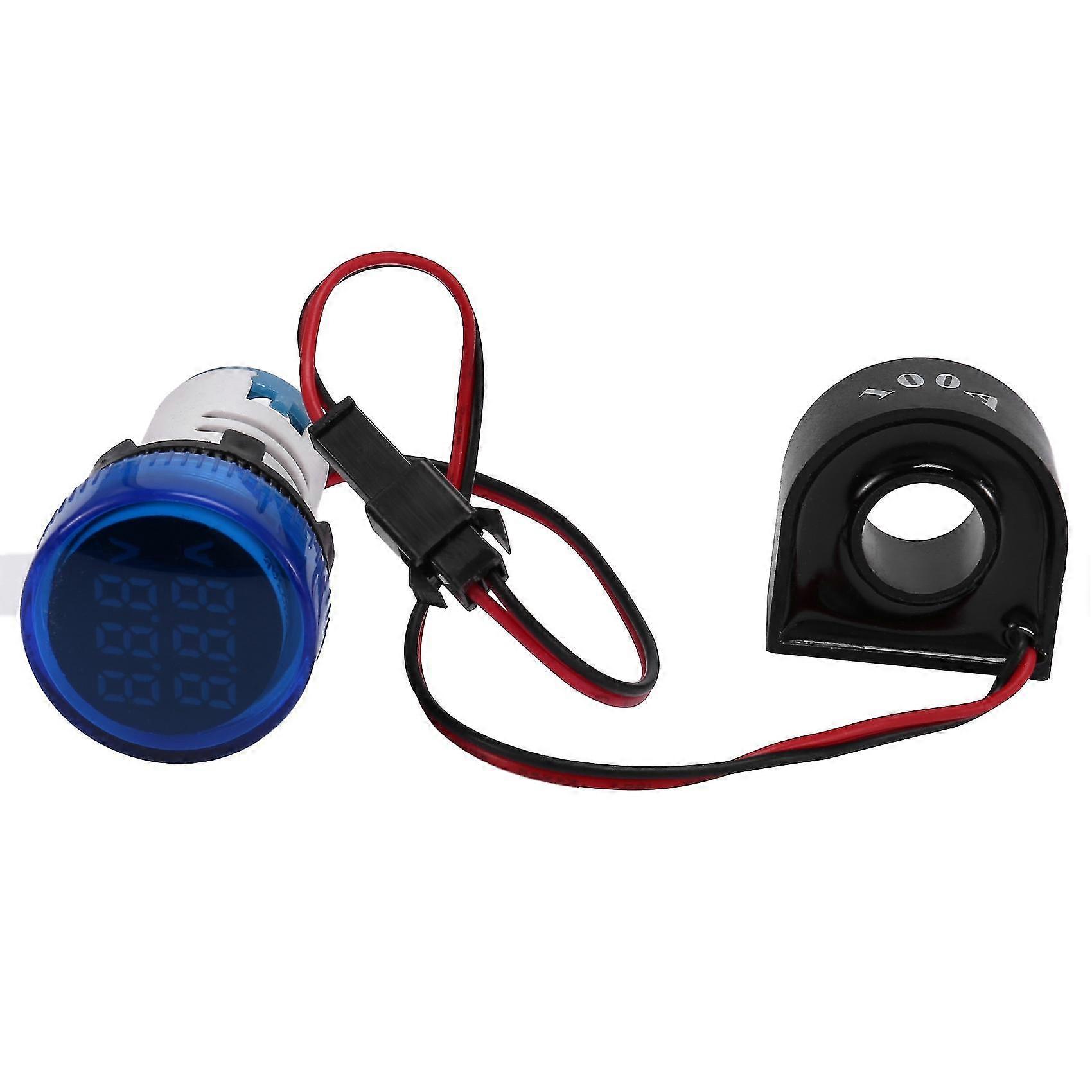 Mini Digital Voltmeter Ammeter 22mm Round Ac 50-500v 0-100a Amp Volt Voltage Tester Meter Dual Led