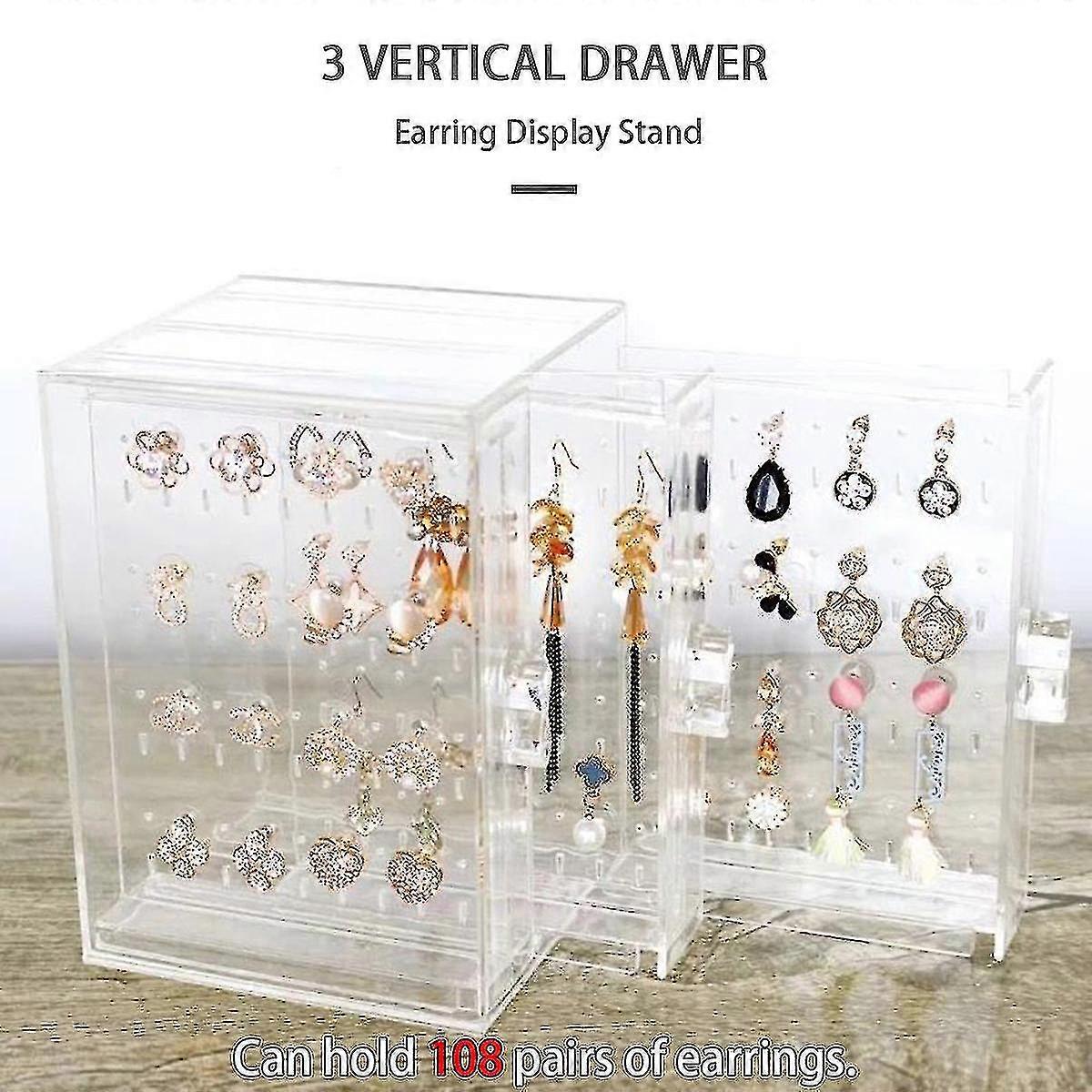Acrylic Earring Display Rack Stand Organizer Holder Ear Studs Storage Clear Box