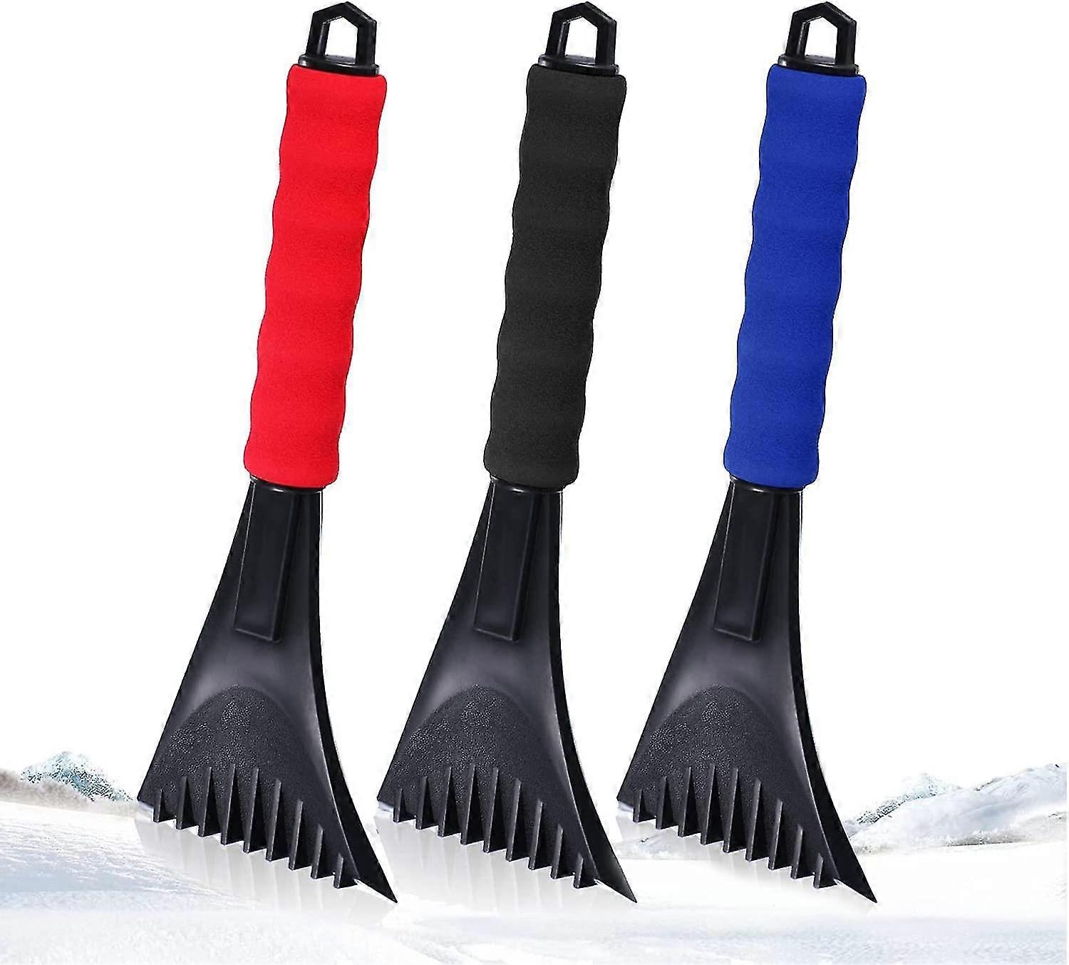 Ice Scraper, 3 Pack Car Ice Scraper With Soft Touch Foam Handle, Ice Scraper For Car Windscreen, Car Accessories Windscreen Scraper Removes Frost,ice