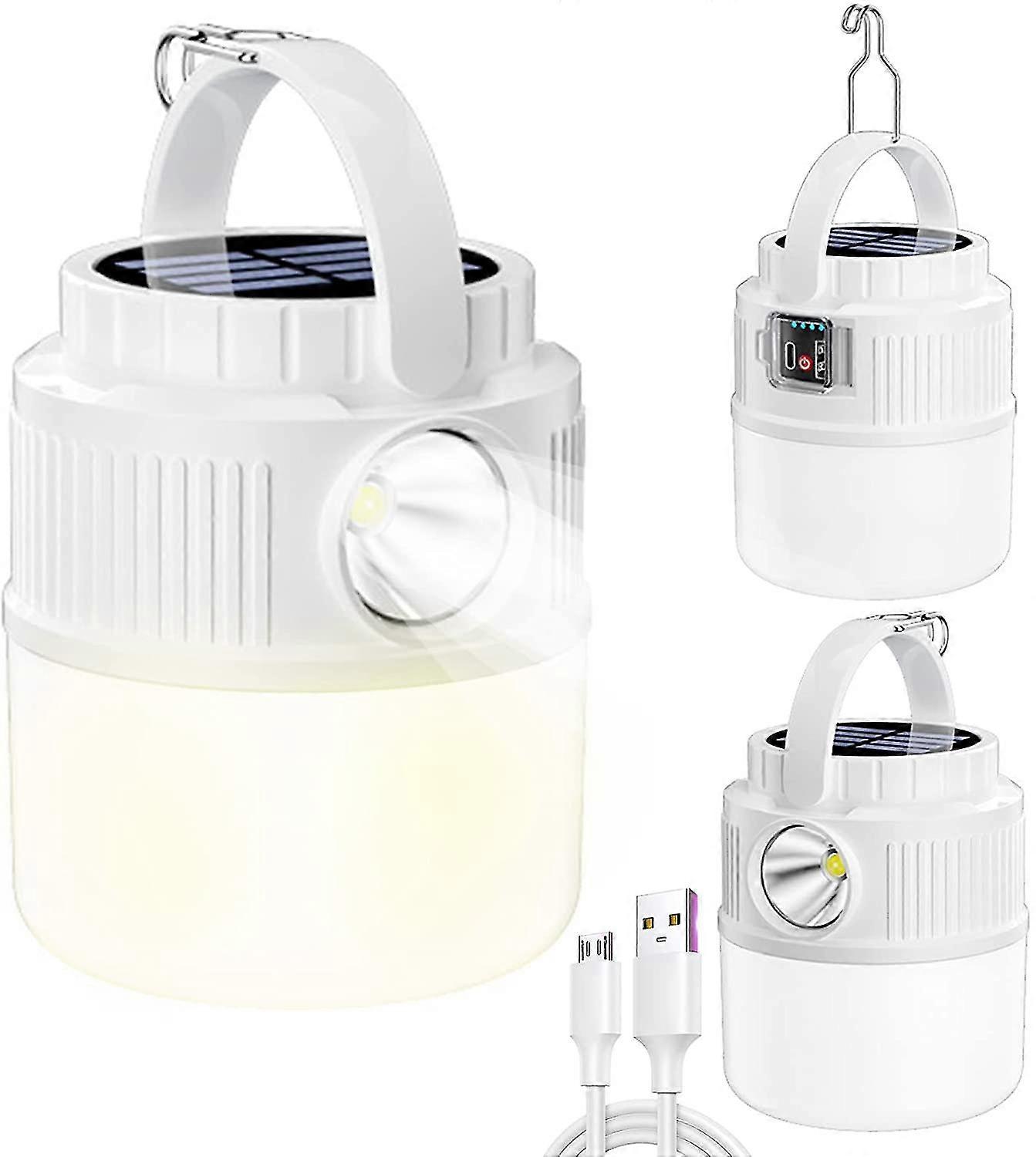 Starlight-usb Rechargeable Solar Led Camping Lantern, Portable 4 Modes Waterproof Dual Led Light Source New Multifunctional Outdoor Lamp For Outdoor H