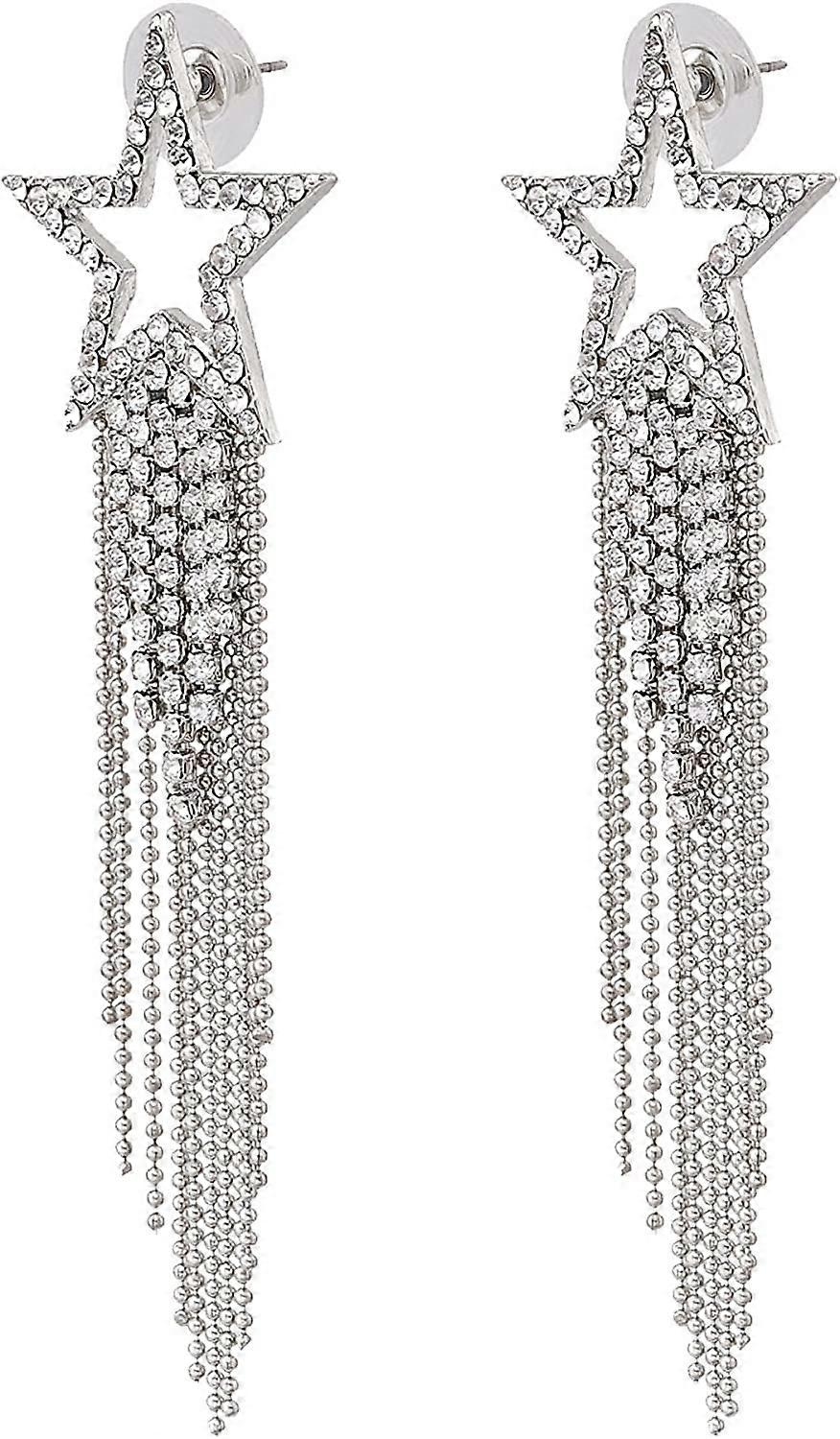 Tassel Earrings Star Pave Crystal