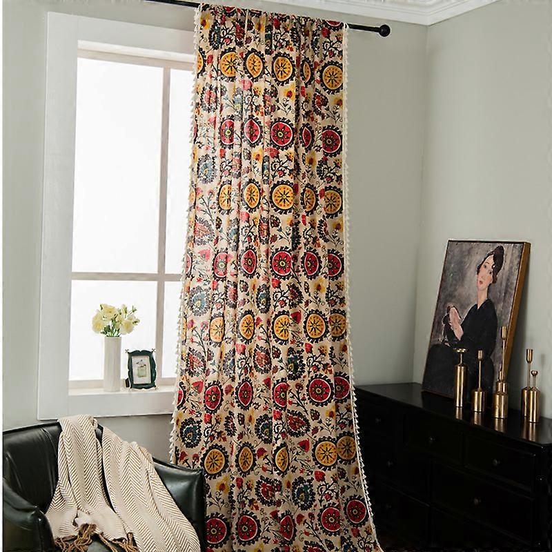 Sunflower Pattern Semi  Blackout Window Curtain