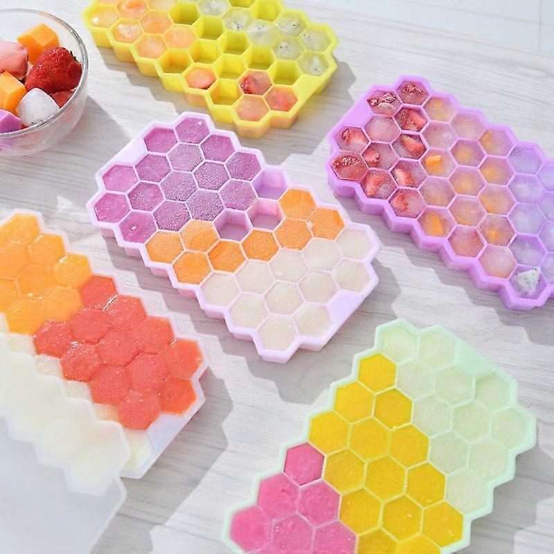 2 PCS Silicone Ice Cube Molds 37-Ice Trays, Reusable, Safe Hexagonal Ice Cu