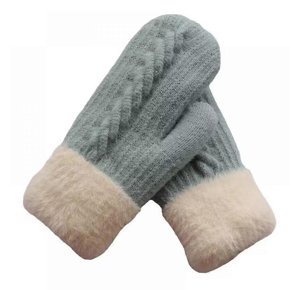 Women's Winter Gloves Warm Lining, Cozy Wool Knit Thick Gloves