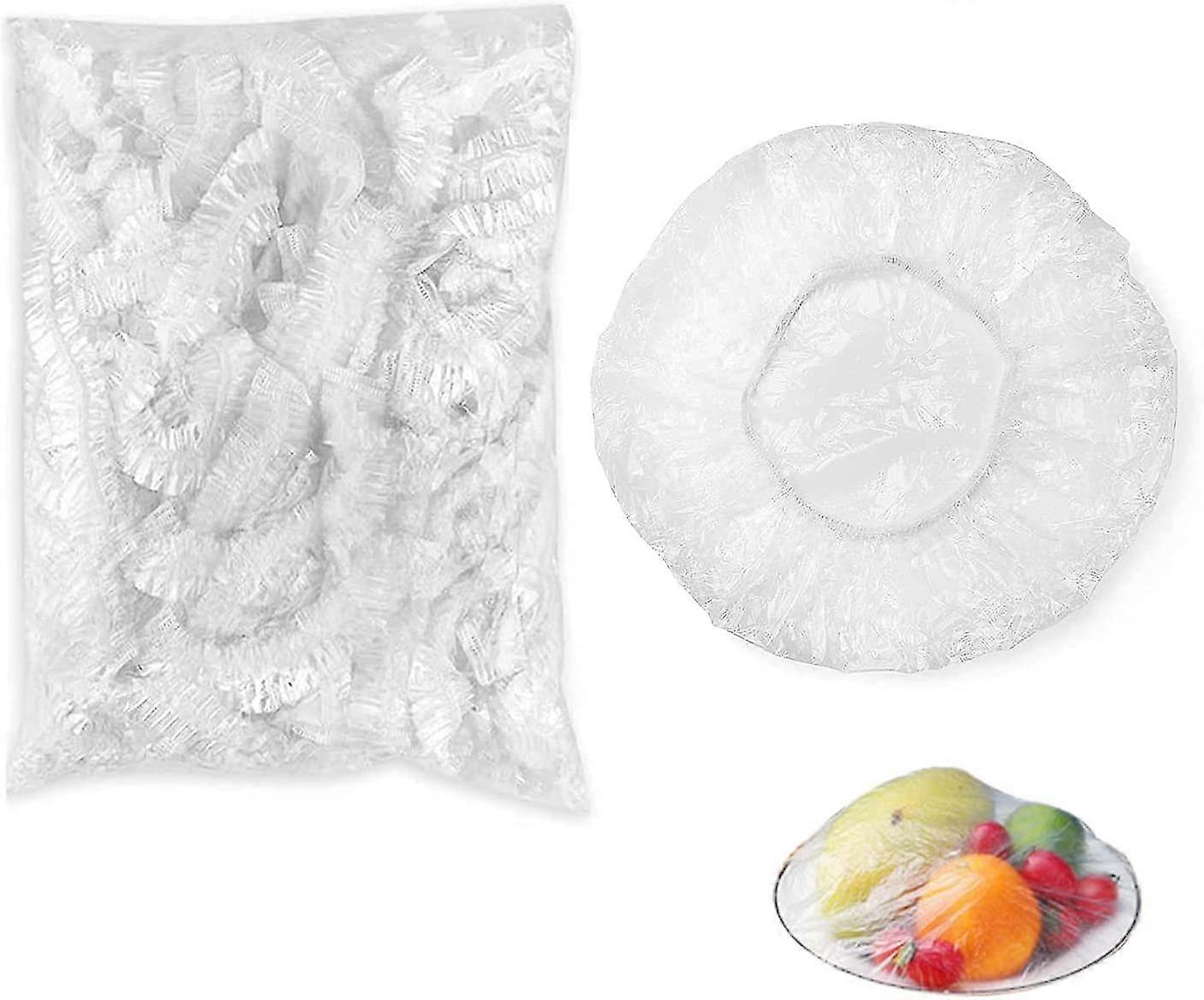 100 件保鲜袋，通用保鲜膜袋弹性塑料食品储物盖碗盖厨房用品