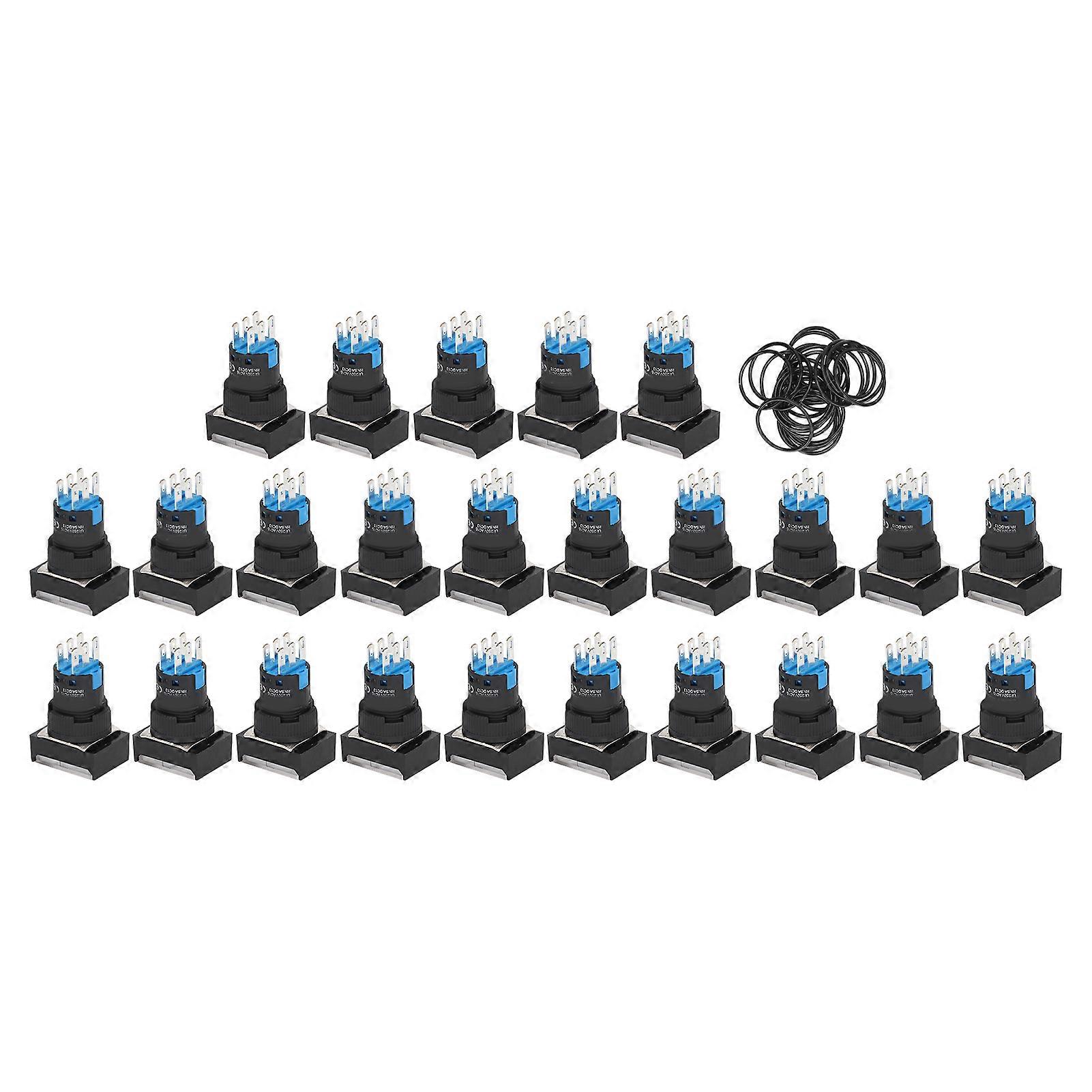 25Pcs Button Switch Push for Industrial Equipment Control with Light Washer AC0~240V