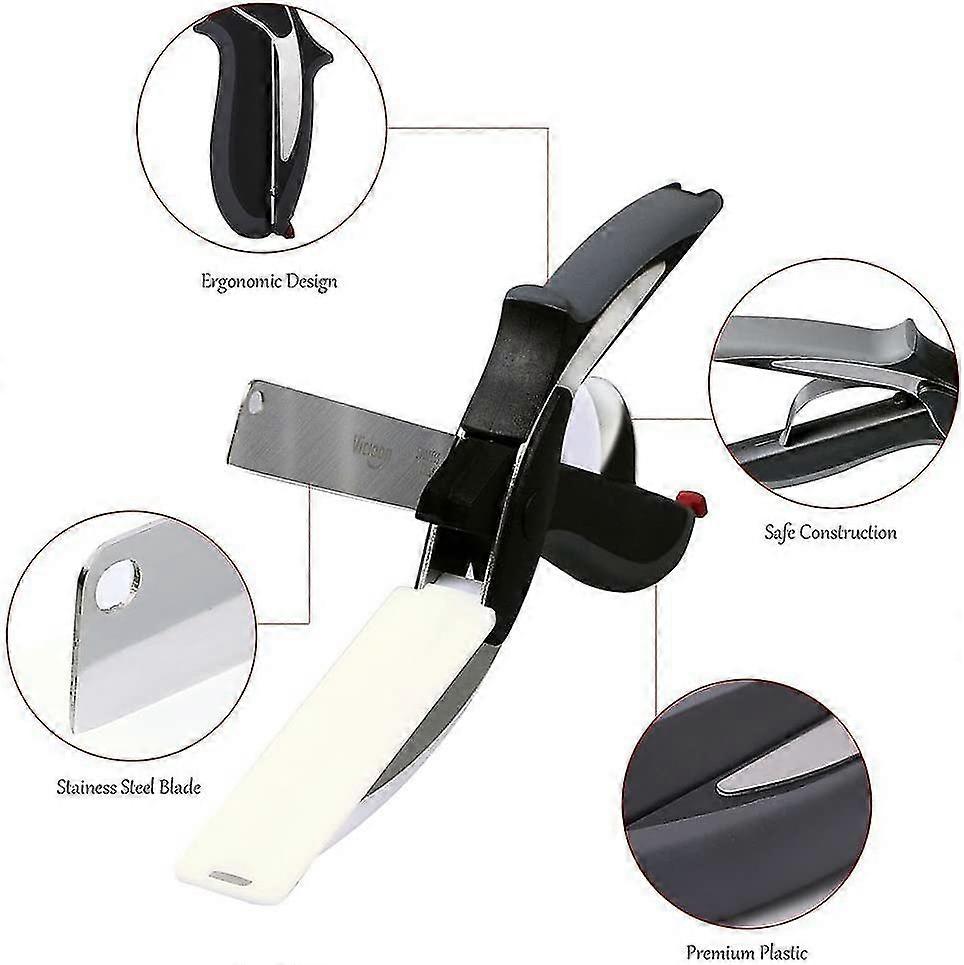 kitchen scissors, sharp kitchen scissors multipurpose utility stainless steel scissor with cutting board built-in, 2-in-1 kitchen tool slicer for vege