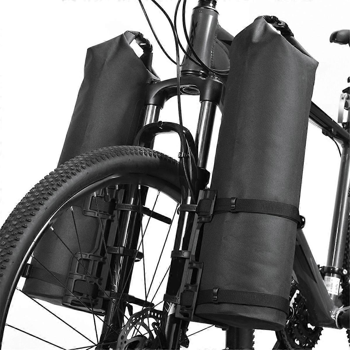 2 pezzi borsa per forcella bici portatile impermeabile montaggio sedile borsa per scooter elettrico base di montaggio anteriore bicicletta Nero