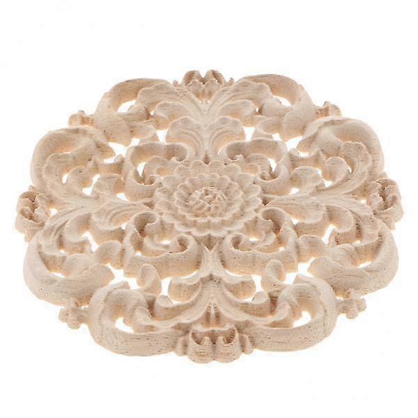 9xEuropean Style Wood Round Carved Appligue For Furniture Decoration  Size_M